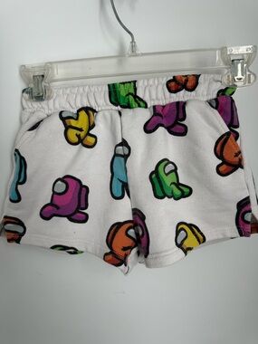 Kids White Among Us Print Elastic Waist Shorts Size 8